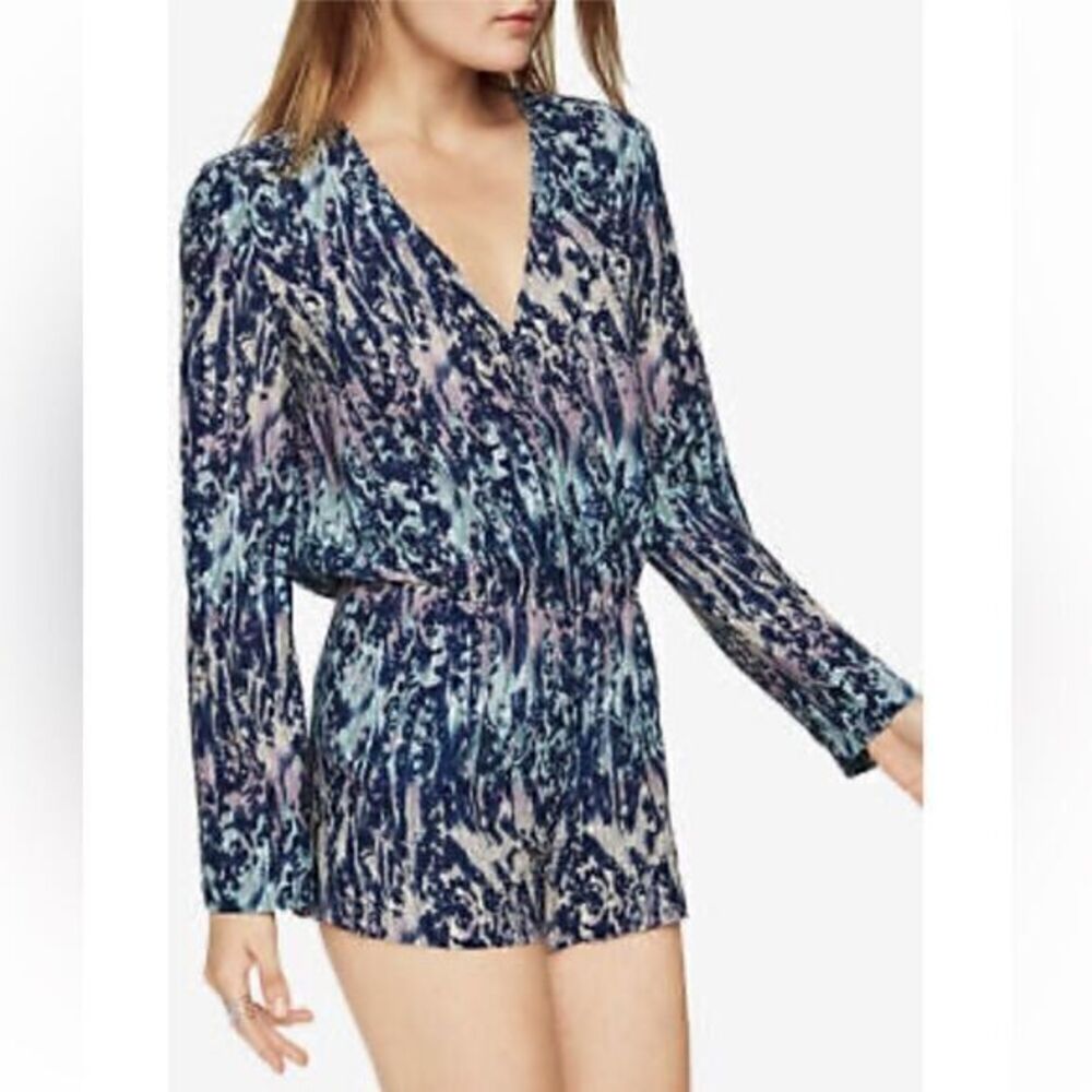 BCBGMaxAzria Blue & Green Short Romper